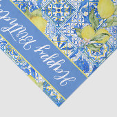 Blue Tile French Country Lemon Pattern Name Seidenpapier (Ausschnitt)