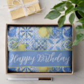 Blue Tile French Country Lemon Pattern Name Seidenpapier (Geschenk)