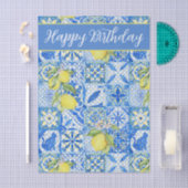 Blue Tile French Country Lemon Pattern Name Seidenpapier (Handwerk)