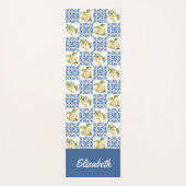 Blue Tile French Country Lemon Pattern Name Yogamatte (Vorderseite)
