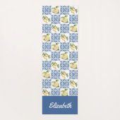 Blue Tile French Country Lemon Pattern Name Yogamatte (Rückseite)