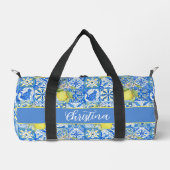 Blue Tile French Country Lemon Pattern Provencal Duffle Bag (Vorderseite)