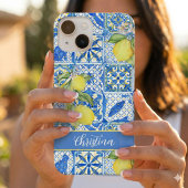 Blue Tile French Country Lemon Pattern Provencal iPhone Hülle