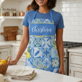 Blue Tile French Country Lemon Pattern Provencal Schürze