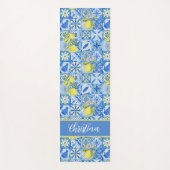 Blue Tile French Country Lemon Pattern Provencal Yogamatte (Vorderseite)