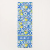 Blue Tile French Country Lemon Pattern Provencal Yogamatte (Rückseite)