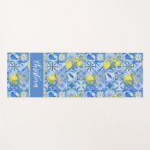 Blue Tile French Country Lemon Pattern Provencal Yogamatte (Vorderseite (Horizontal))
