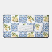 Blue Tile French Country Lemon Pattern Schreibtischunterlage (Tastatur & Maus)
