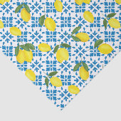 Blue Tile French Country Lemon Pattern Seidenpapier (Ausschnitt)