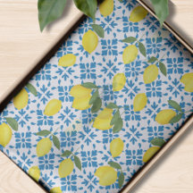 Blue Tile French Country Lemon Pattern