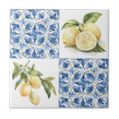 Blue Tile French Country Lemon Pattern Tile Fliese (Vorderseite)