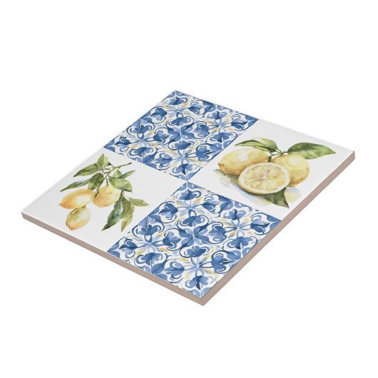 Blue Tile French Country Lemon Pattern Tile Fliese (Seite)