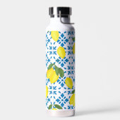 Blue Tile French Country Lemon Pattern Trinkflasche (Links)