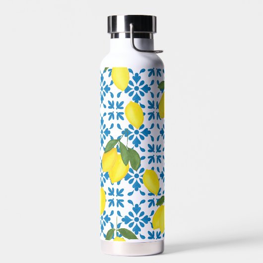 Blue Tile French Country Lemon Pattern Trinkflasche (Links)