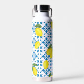 Blue Tile French Country Lemon Pattern Trinkflasche (Vorne)
