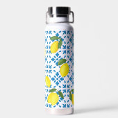 Blue Tile French Country Lemon Pattern Trinkflasche (Rückseite)