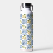 Blue Tile French Country Lemon Pattern Trinkflasche (Vorne)