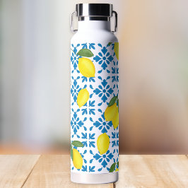 Blue Tile French Country Lemon Pattern Trinkflasche
