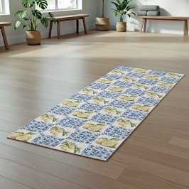 Blue Tile French Country Lemon Pattern Yogamatte