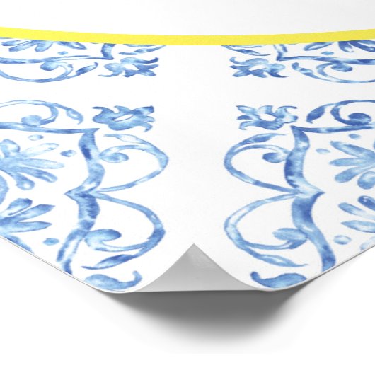 Blue Tile Hydrangeas Brautparty Begrüßungszeichen Poster (Ecke)