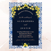 Blue Tile Italian Lemon Mediterranean Wedding Folieneinladung
