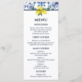 Blue Tile Italian Lemon Mediterranean Wedding Menükarte (Vorderseite)