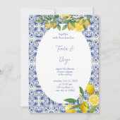 Blue Tile Italian Lemon Wedding Einladung (Vorderseite)