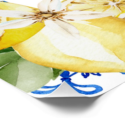 Blue Tile Lemon Amalfi Coast Brautparty Poster (Ecke)