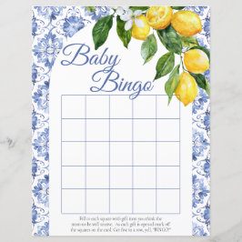 Blue Tile Lemon Baby Dusche Bingo