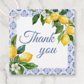 Blue Tile Lemon Baby Dusche Danke Geschenkanhänger (Vorderseite)