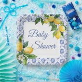 Blue Tile Lemon Baby Dusche Pappteller (Party)