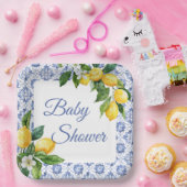Blue Tile Lemon Baby Dusche Pappteller (Party)