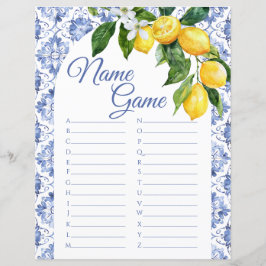 Blue Tile Lemon Baby Showe Name Game