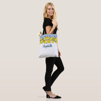 Blue Tile Lemon Boho Bridesmaid Wedding Tasche