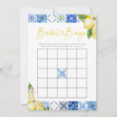 Blue Tile Lemon Brautparty Bingo Game Cards Einladung (Vorderseite)