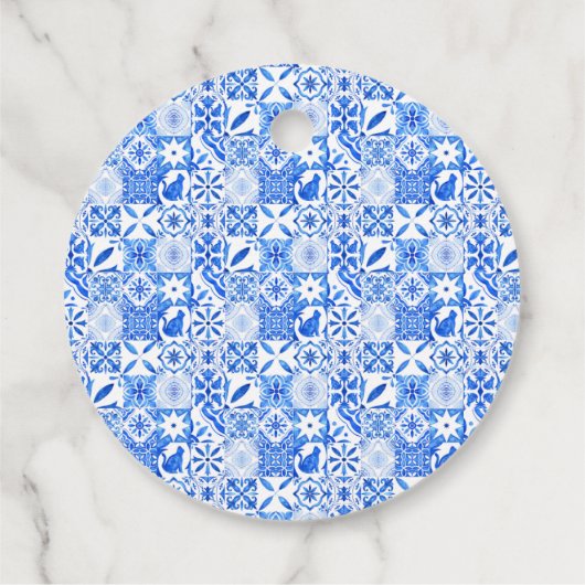 Blue tile Lemon Brautparty Vielen Dank Geschenkanhänger (Rückseite)