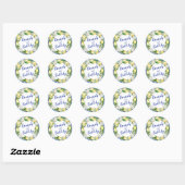 Blue Tile Lemon Bridal Brunch Bubbly Runder Aufkleber (Blatt)