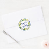 Blue Tile Lemon Bridal Brunch Bubbly Runder Aufkleber (Umschlag)