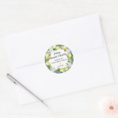 Blue Tile Lemon Bridal Brunch Bubbly Runder Aufkleber (Umschlag)