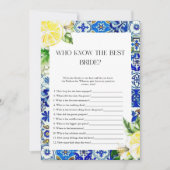 Blue Tile Lemon Bridal Showerspiel Einladung (Vorderseite)