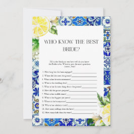 Blue Tile Lemon Bridal Showerspiel Einladung