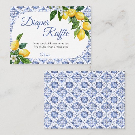 Blue Tile Lemon Diaper Raffel Begleitkarte (Vorne/Hinten)