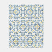 Blue Tile Lemon Fleecedecke (Vorderseite)
