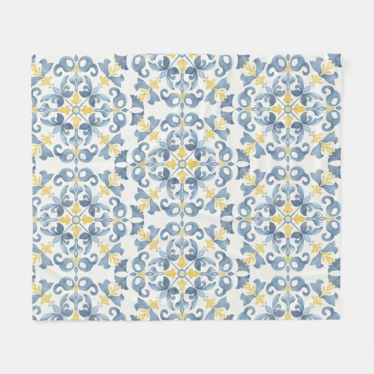 Blue Tile Lemon Fleecedecke (Vorderseite (Horizontal))
