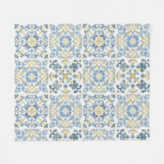 Blue Tile Lemon Fleecedecke (Vorderseite (Horizontal))