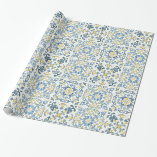 Blue Tile Lemon Geschenkpapier