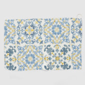 Blue Tile Lemon Golfhandtuch (Horizontal)
