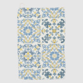 Blue Tile Lemon Golfhandtuch (Vorderseite)