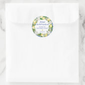 Blue Tile Lemon Italian Bridal Luncheon Runder Aufkleber (Tasche)