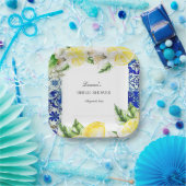 Blue Tile Lemon Italian Bridal Shower  Pappteller (Party)
